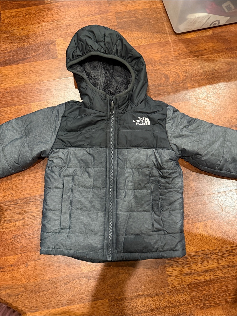The North Face Kids Hooded Puffer Jacket - Black & Gray